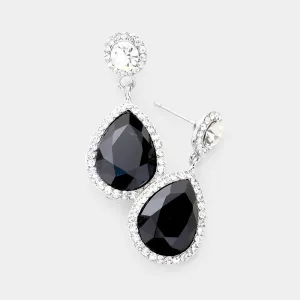 Small Black Crystal And Rhinestone Trimmed Dangle Earrings | 468283
