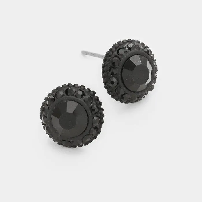 Small Black Crystal Rhinestone Stud Earrings  | 351738
