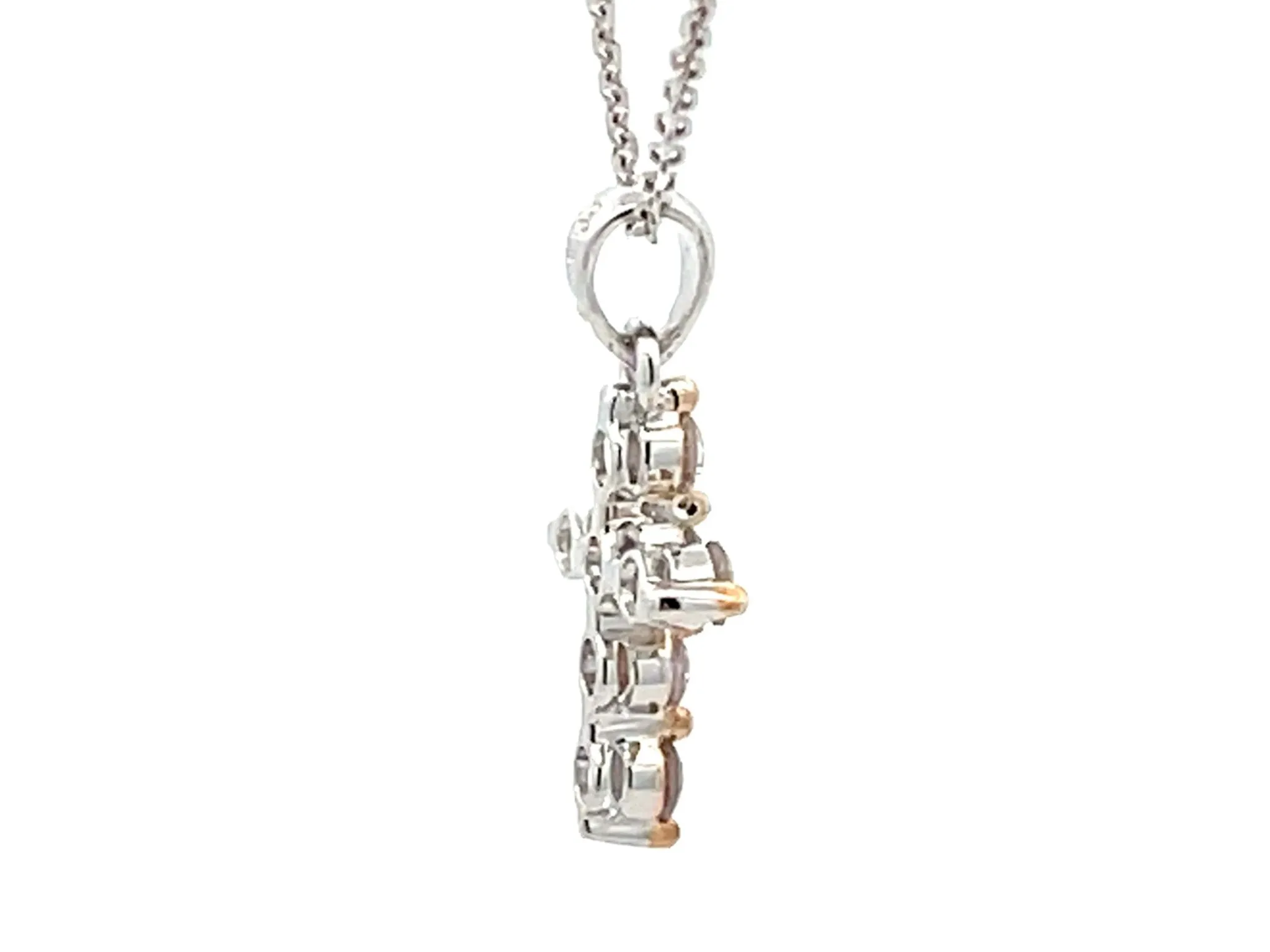 Small Diamond Cross Necklace 18k White Gold