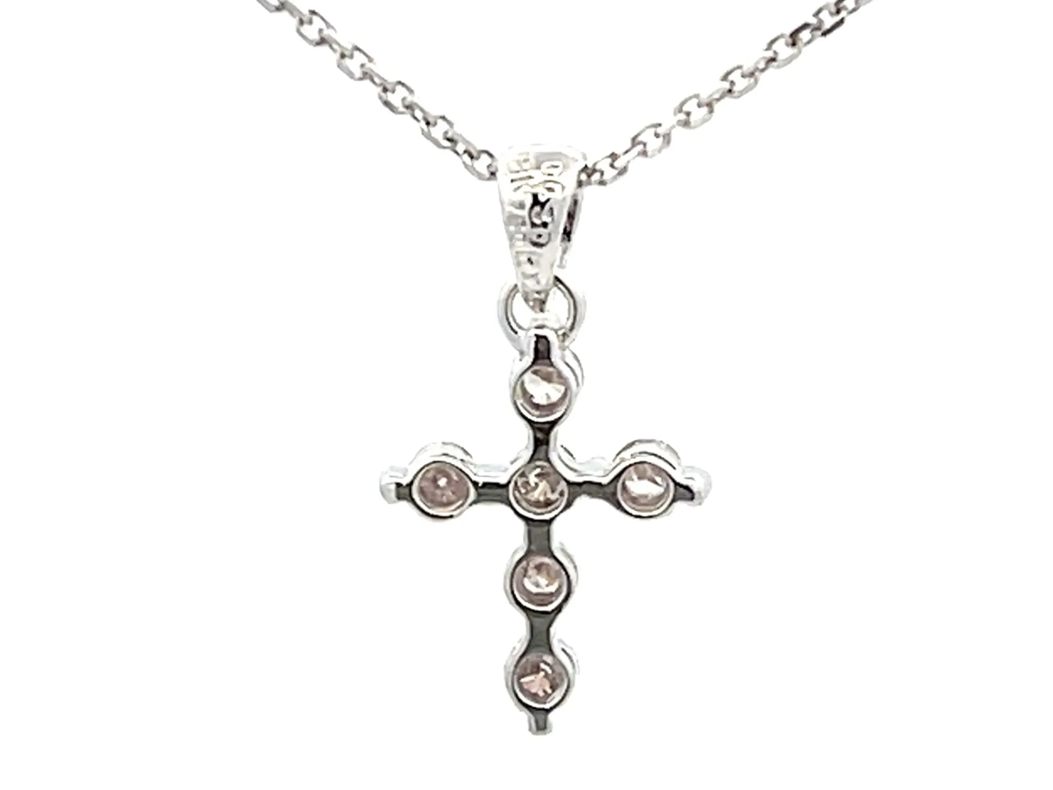 Small Diamond Cross Necklace 18k White Gold