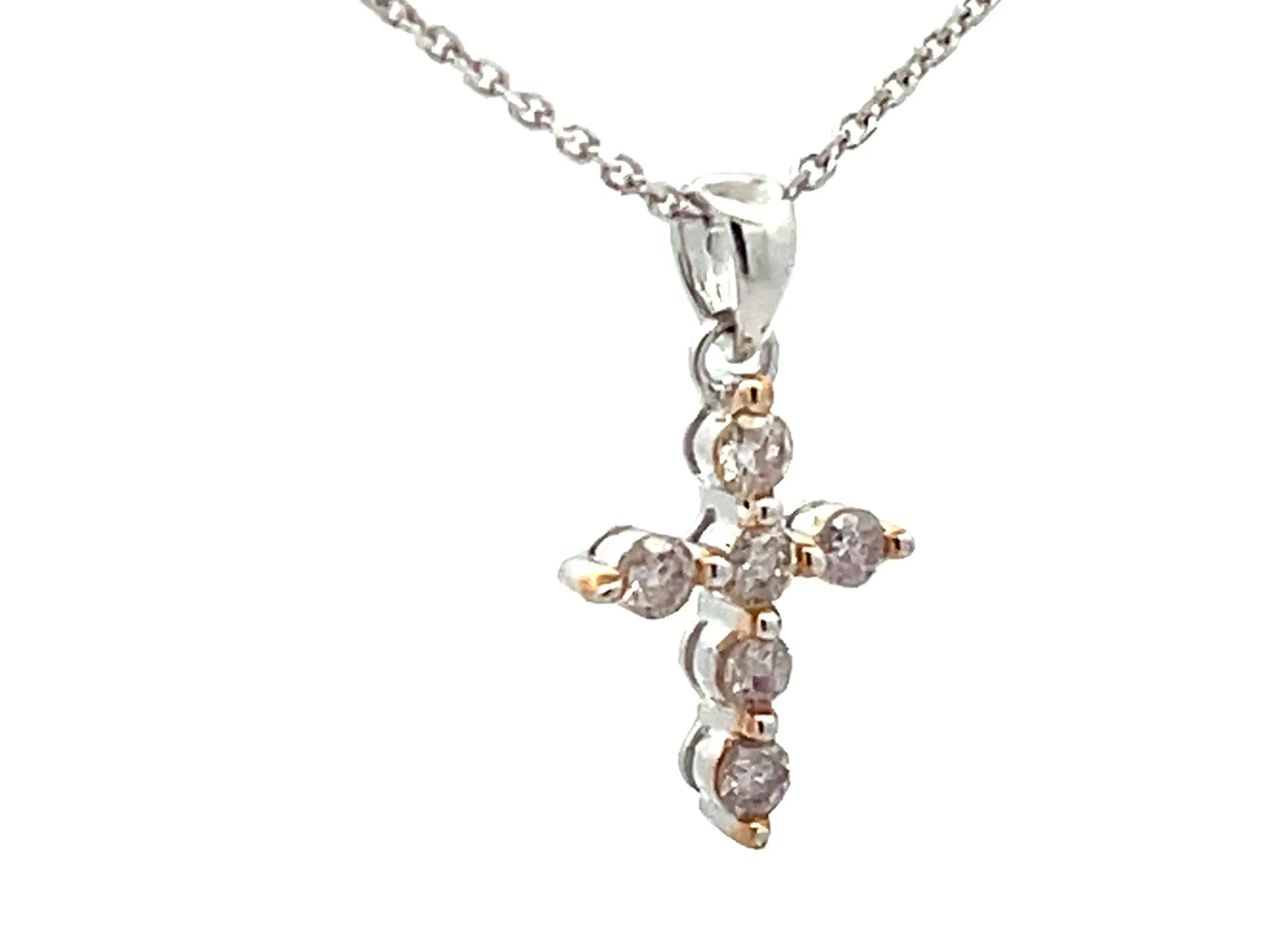 Small Diamond Cross Necklace 18k White Gold