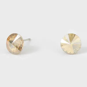 Small Gold Round Crystal Stud Earrings | 8 mm | 297507