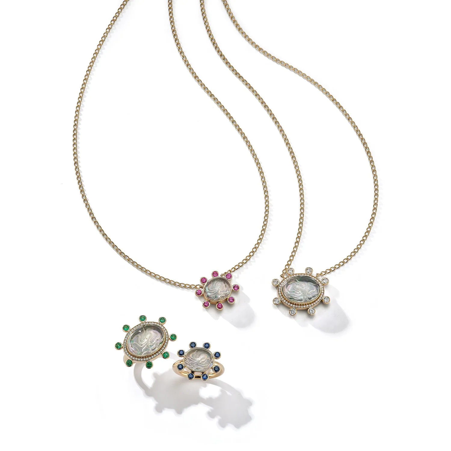 Small Octopus Caspian Necklace - Grey Mother-of-Pearl and Diamond