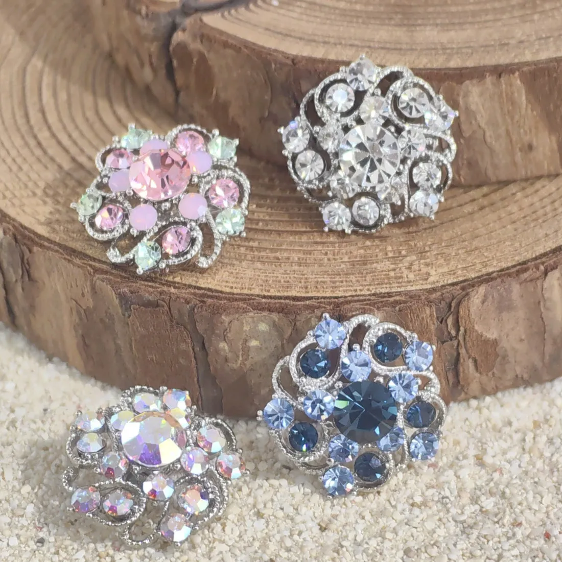SO SEOUL Leilani Flower Swirl Mixed Colored Austrian Crystal Mini Baby Brooch Keronsang Pin Hijab
