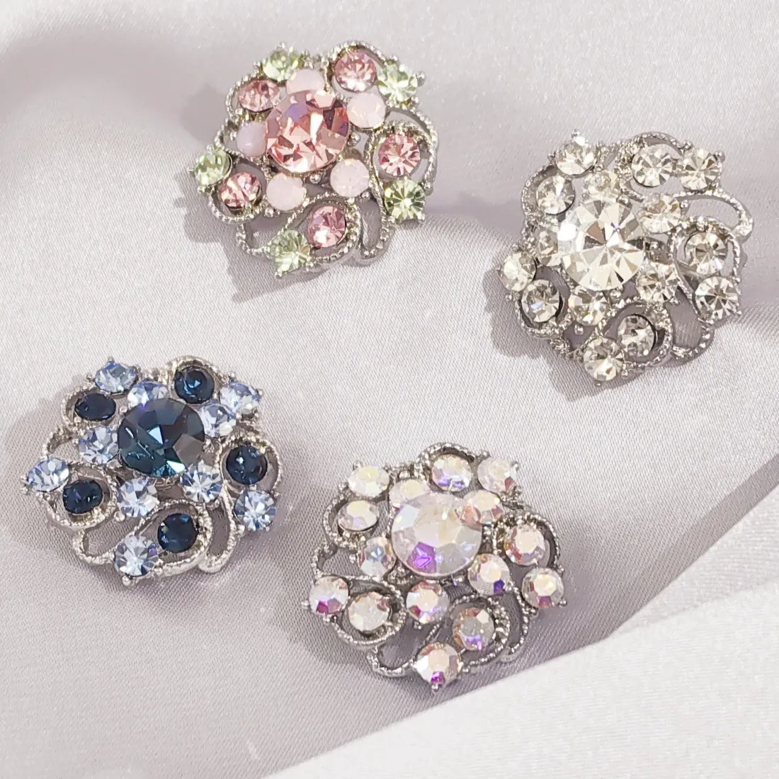 SO SEOUL Leilani Flower Swirl Mixed Colored Austrian Crystal Mini Baby Brooch Keronsang Pin Hijab
