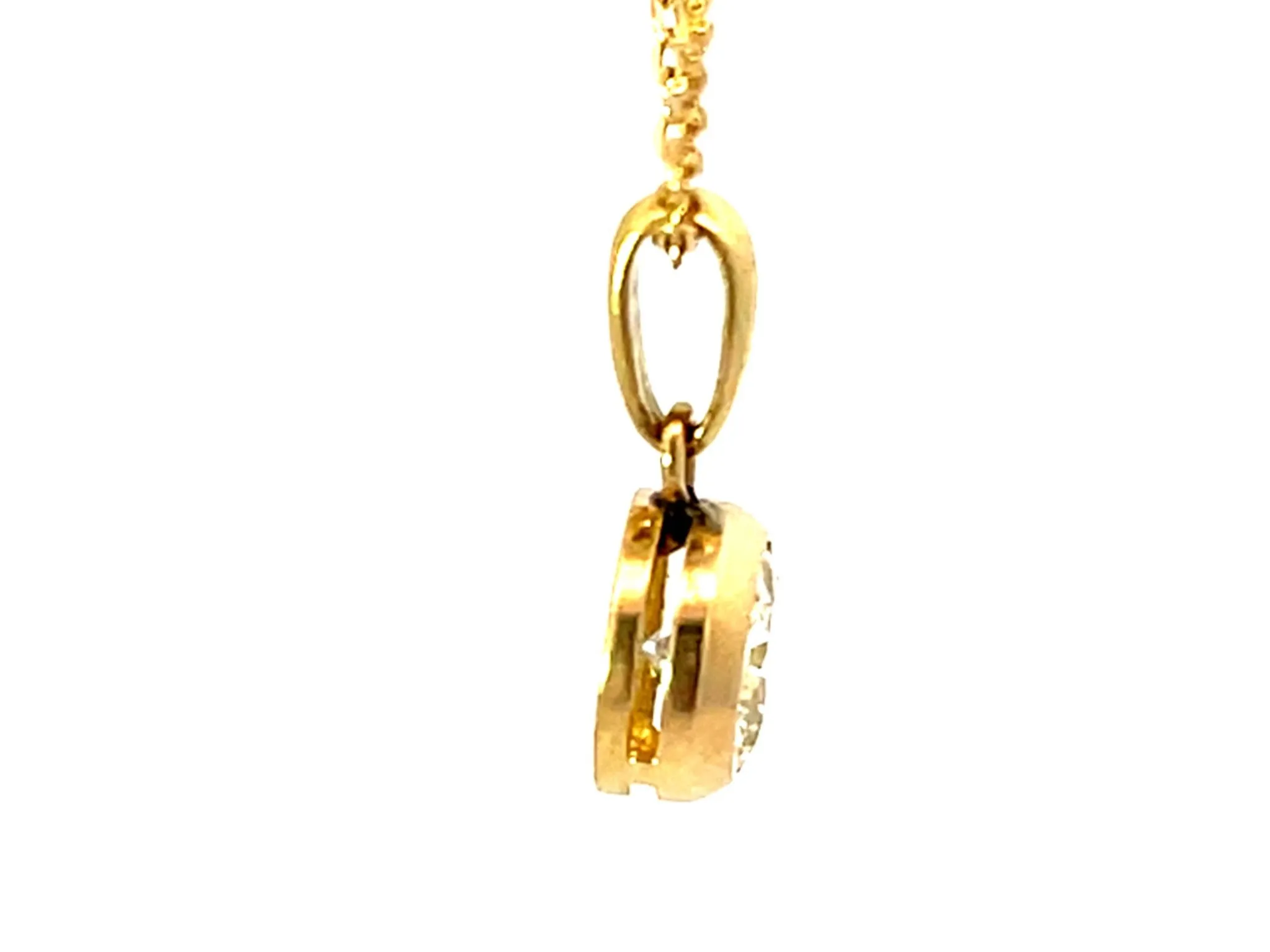 Solid 18k Yellow Gold Diamond Bezel Pendant