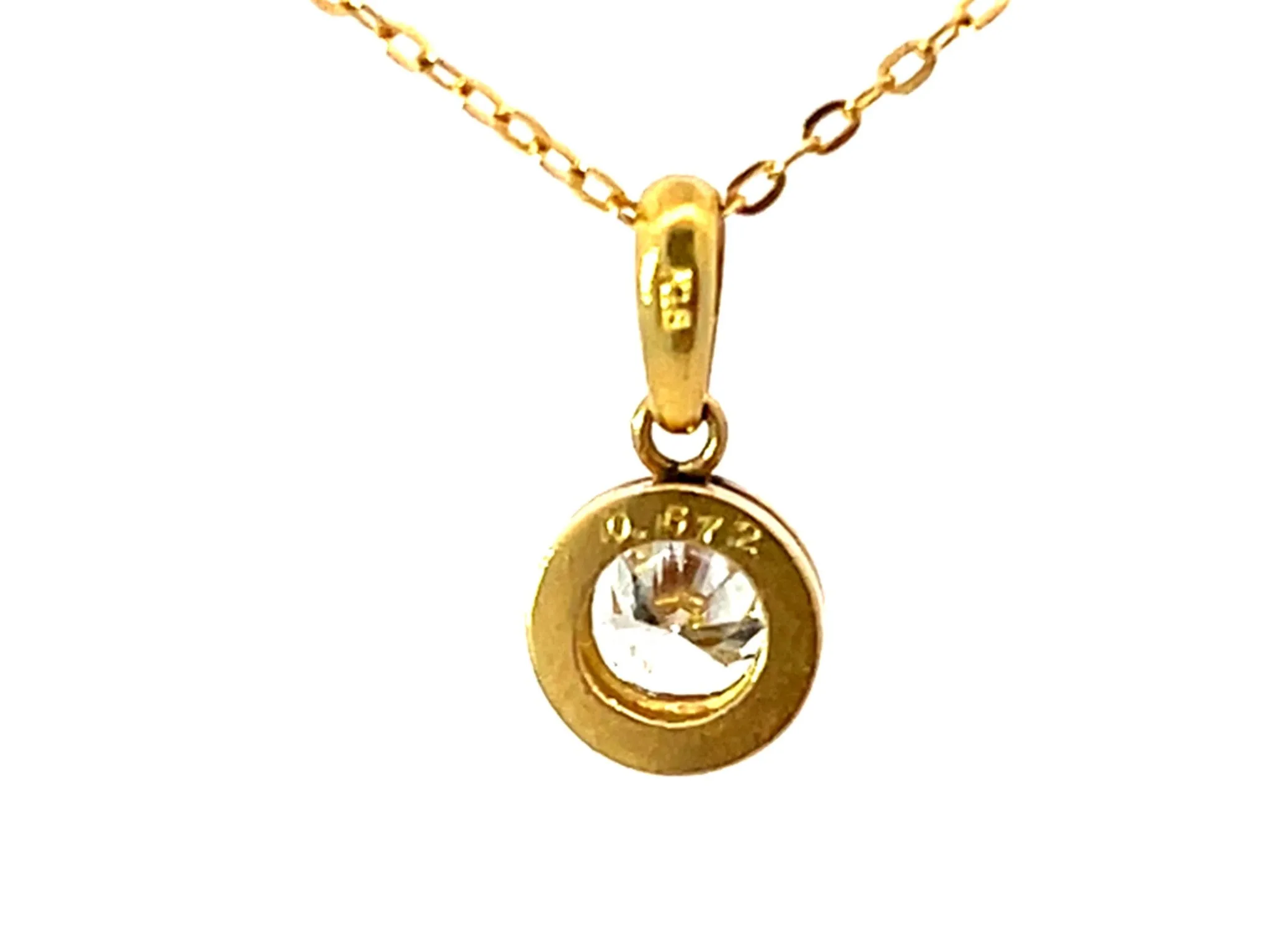 Solid 18k Yellow Gold Diamond Bezel Pendant