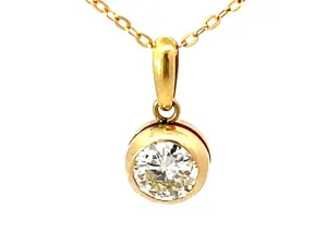 Solid 18k Yellow Gold Diamond Bezel Pendant