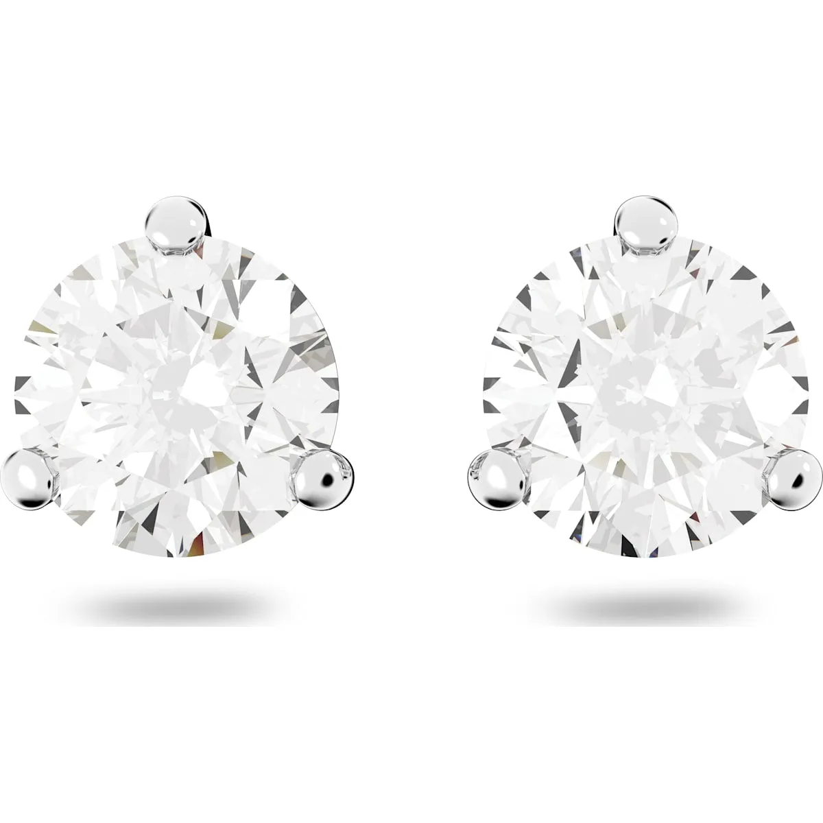 Solitaire stud earrings 1800046 Round cut crystal, White, Rhodium plated