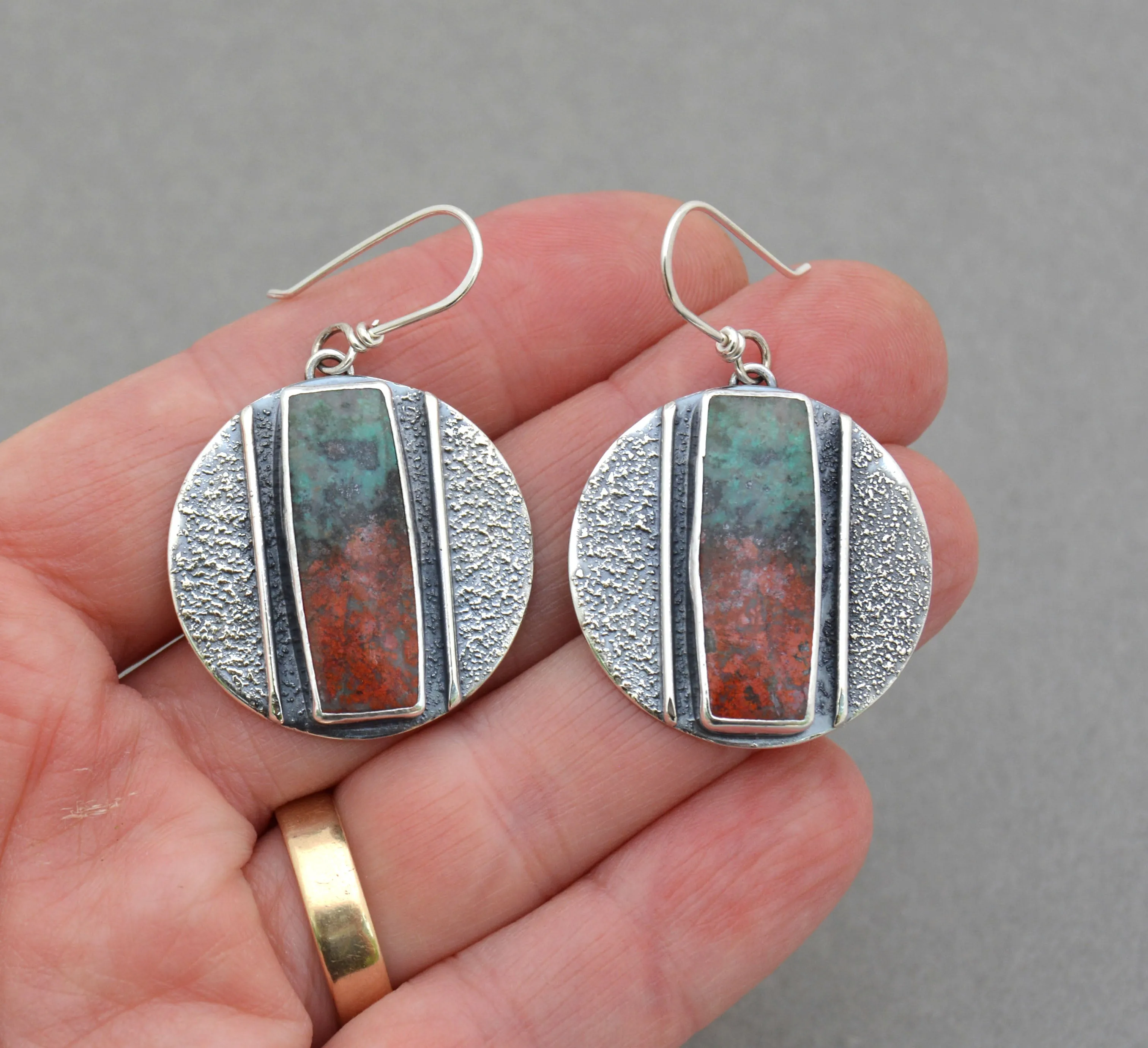 Sonoran Sunrise Rustic Textured Disc Earrings.