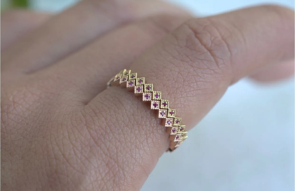 Square Ruby Eternity Band Ring