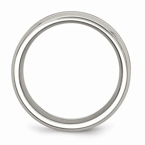 Stainless Steel (8mm) Brown Koa Wood Inlay Enameled Band