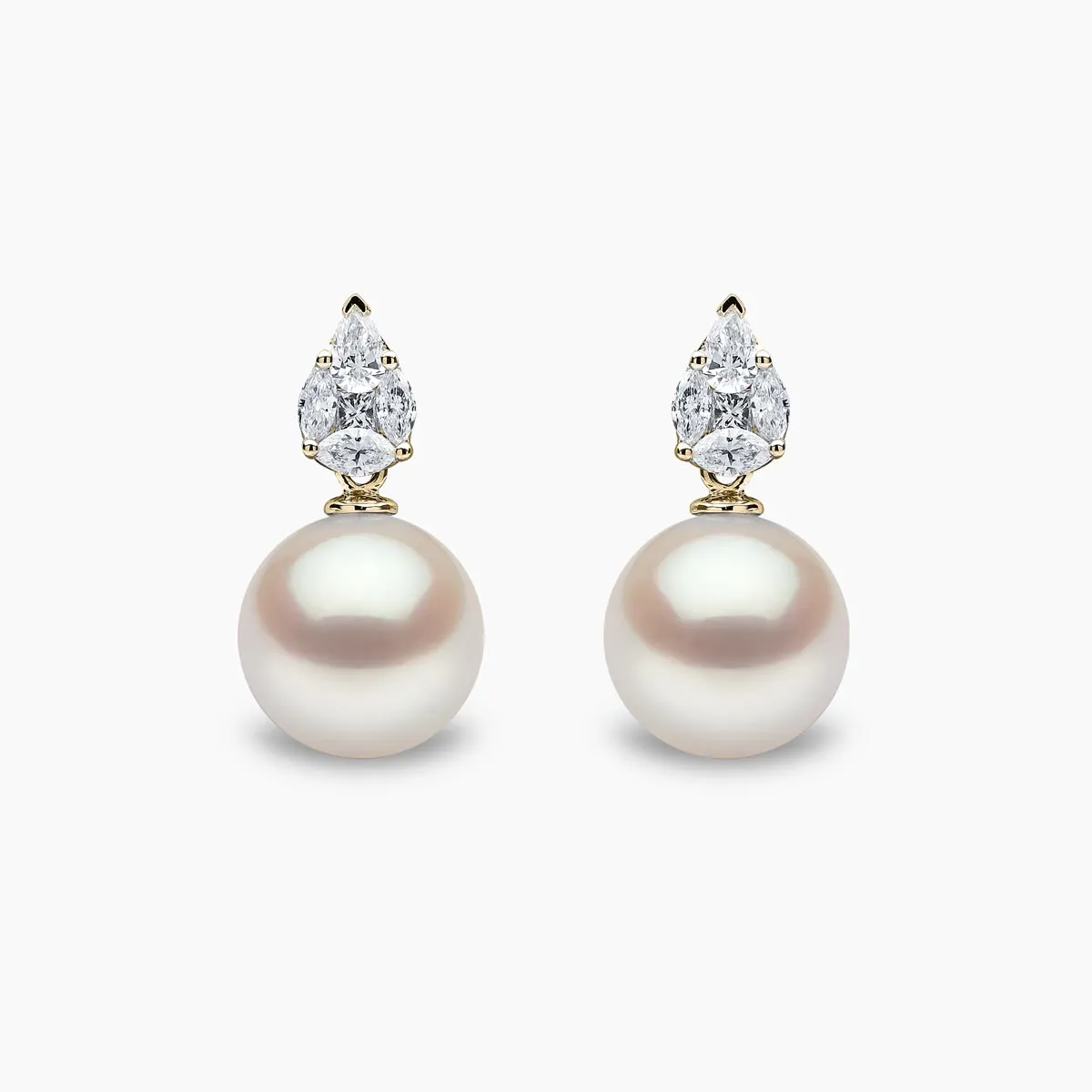 Starlight 18K Gold Pearl Diamond Prism Earring and Pendant Set