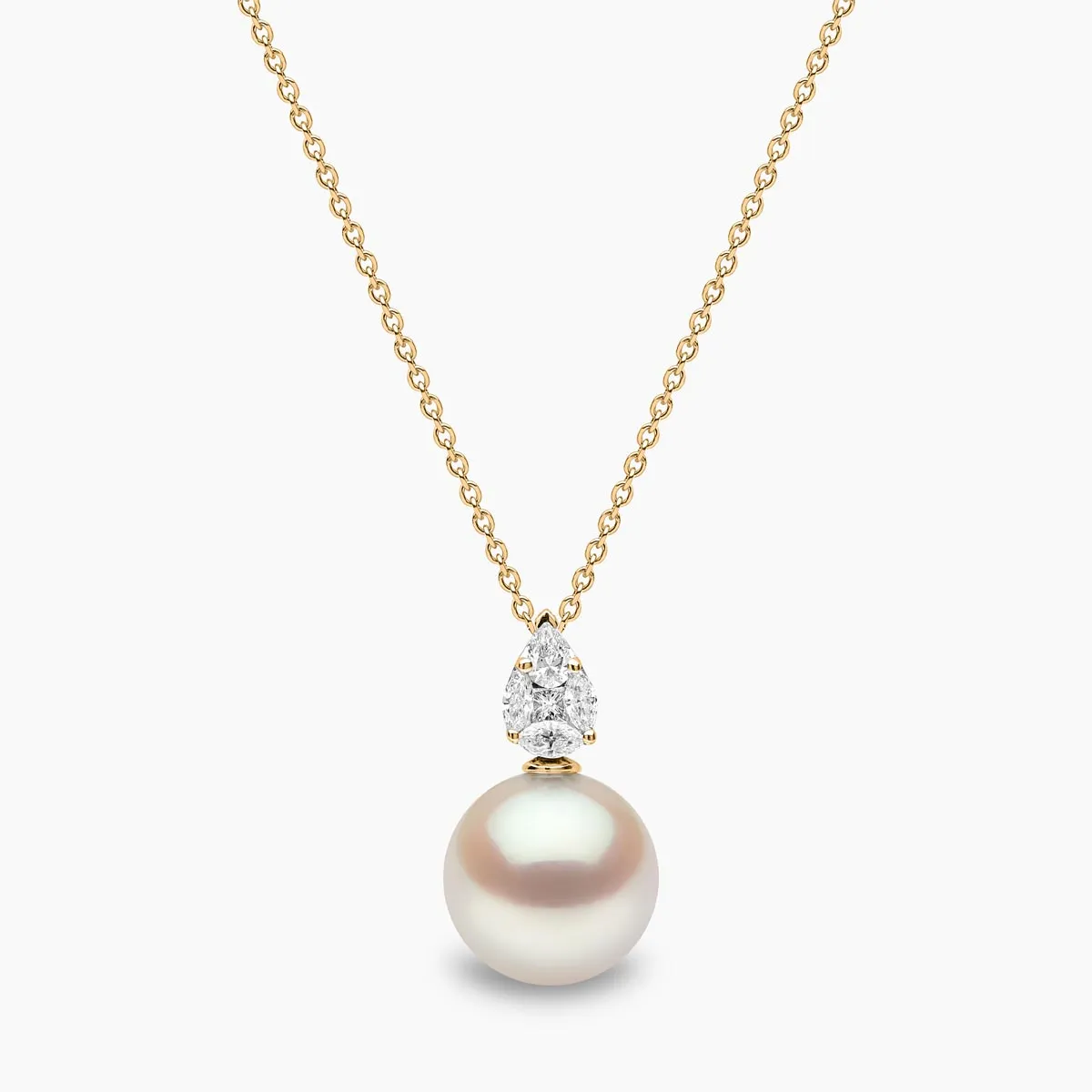Starlight 18K Gold Pearl Diamond Prism Earring and Pendant Set