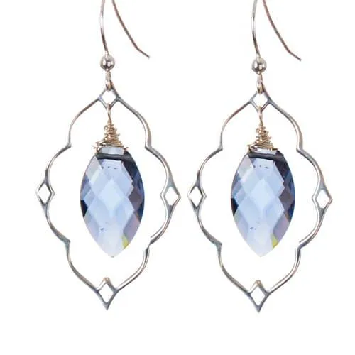 Statement Filigree Earrings with Marquee Gem
