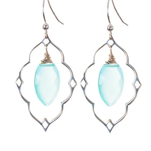 Statement Filigree Earrings with Marquee Gem
