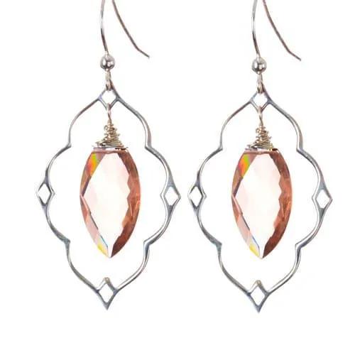 Statement Filigree Earrings with Marquee Gem
