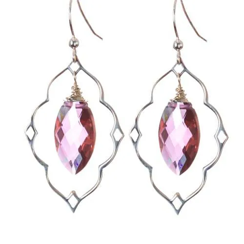 Statement Filigree Earrings with Marquee Gem