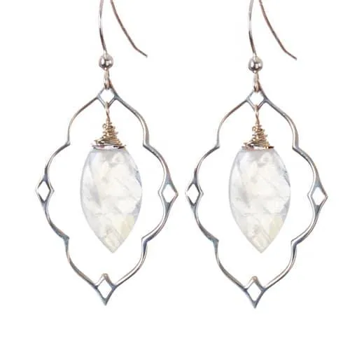 Statement Filigree Earrings with Marquee Gem