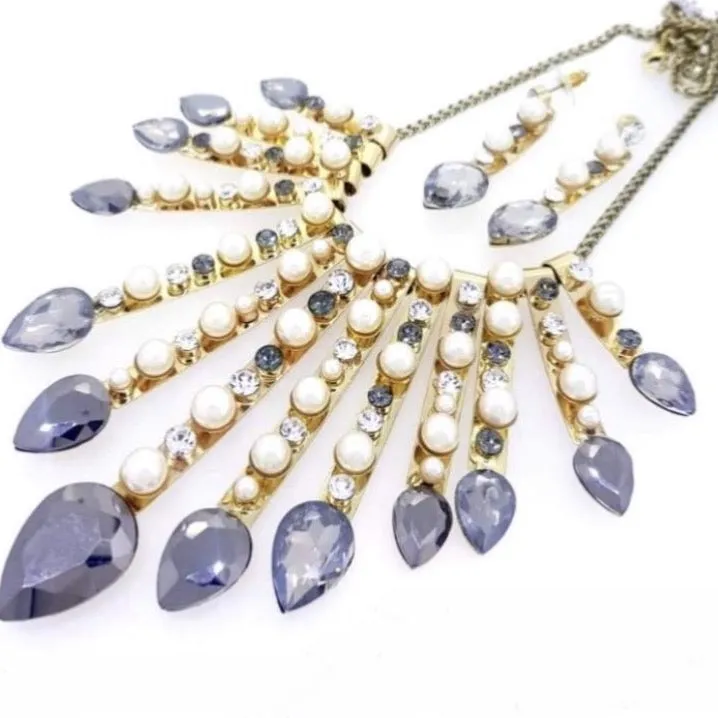 STATEMENT IMITATION PEARL AND RHINESTONE NECKLACE SET