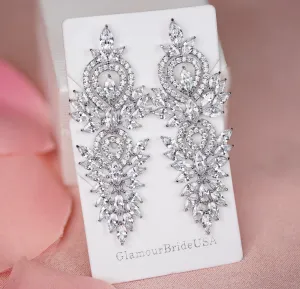 Statement Long Party Earrings - Sara