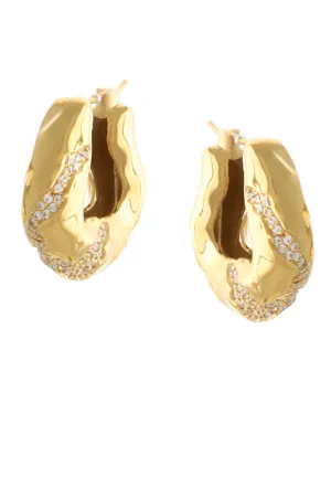 STATEMENT WAVES HOOPS WITH HANDSET STONES
