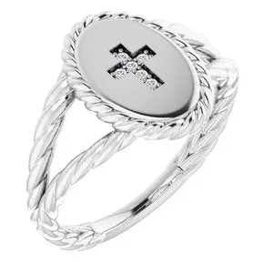 Sterling Silver .02 CTW Diamond Cross Ring
