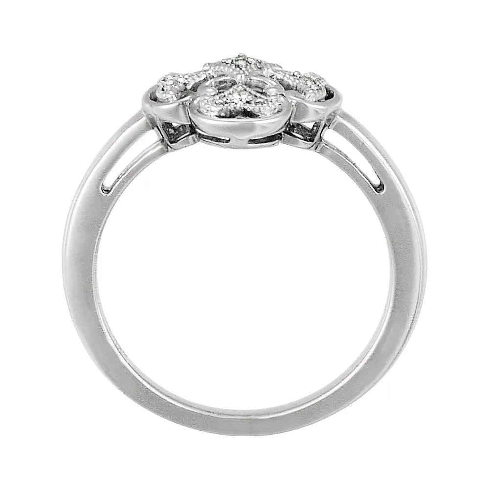 Sterling Silver .03 CTW Diamond Ring Size 7