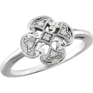 Sterling Silver .03 CTW Diamond Ring Size 7