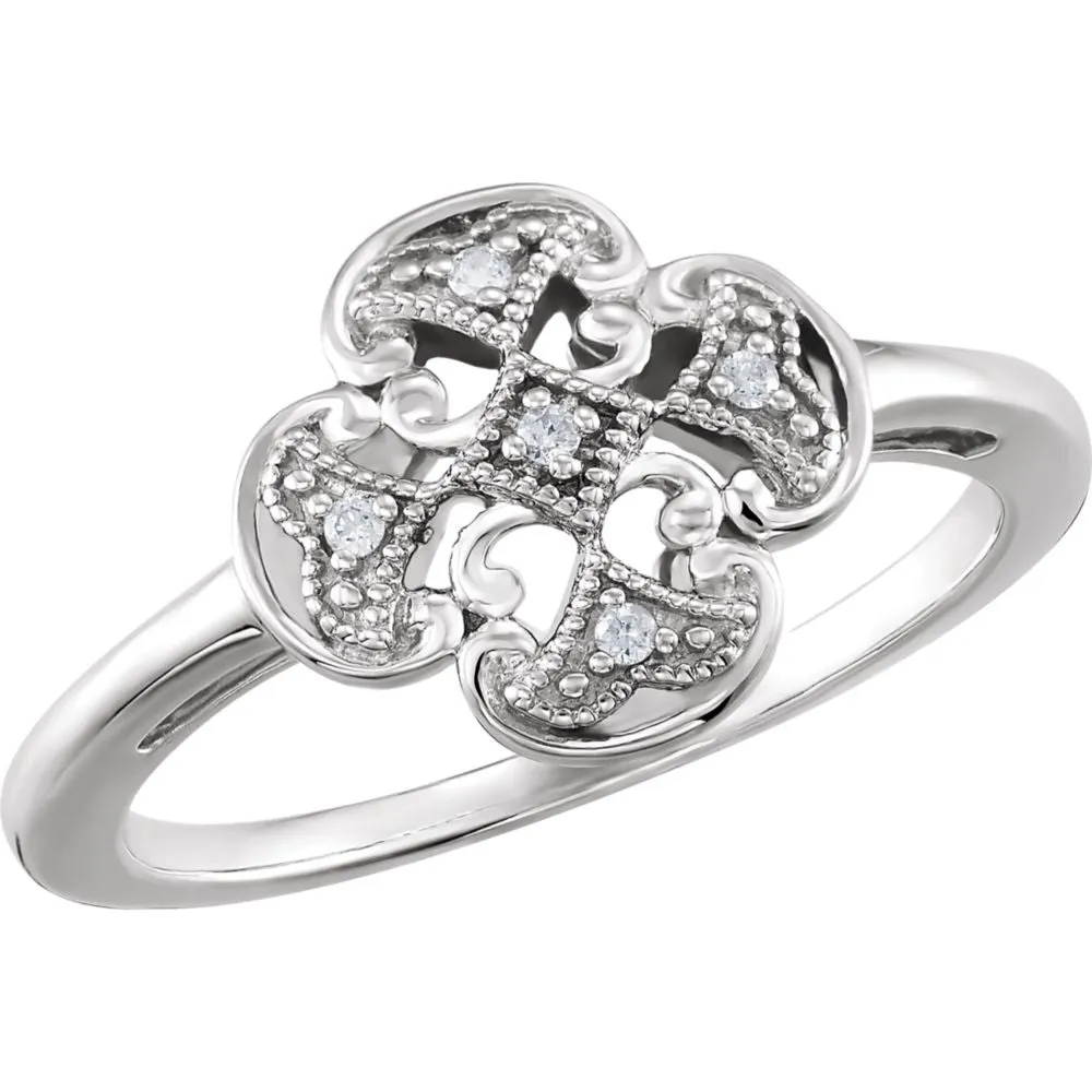 Sterling Silver .03 CTW Diamond Ring Size 7