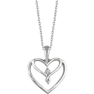 Sterling Silver .05 CT Diamond Heart 18" Necklace