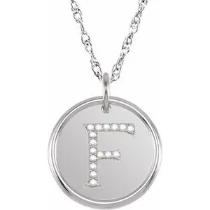 Sterling Silver .08 CTW Natural Diamond Posh Mommy¬Æ Initial F 18" Necklace