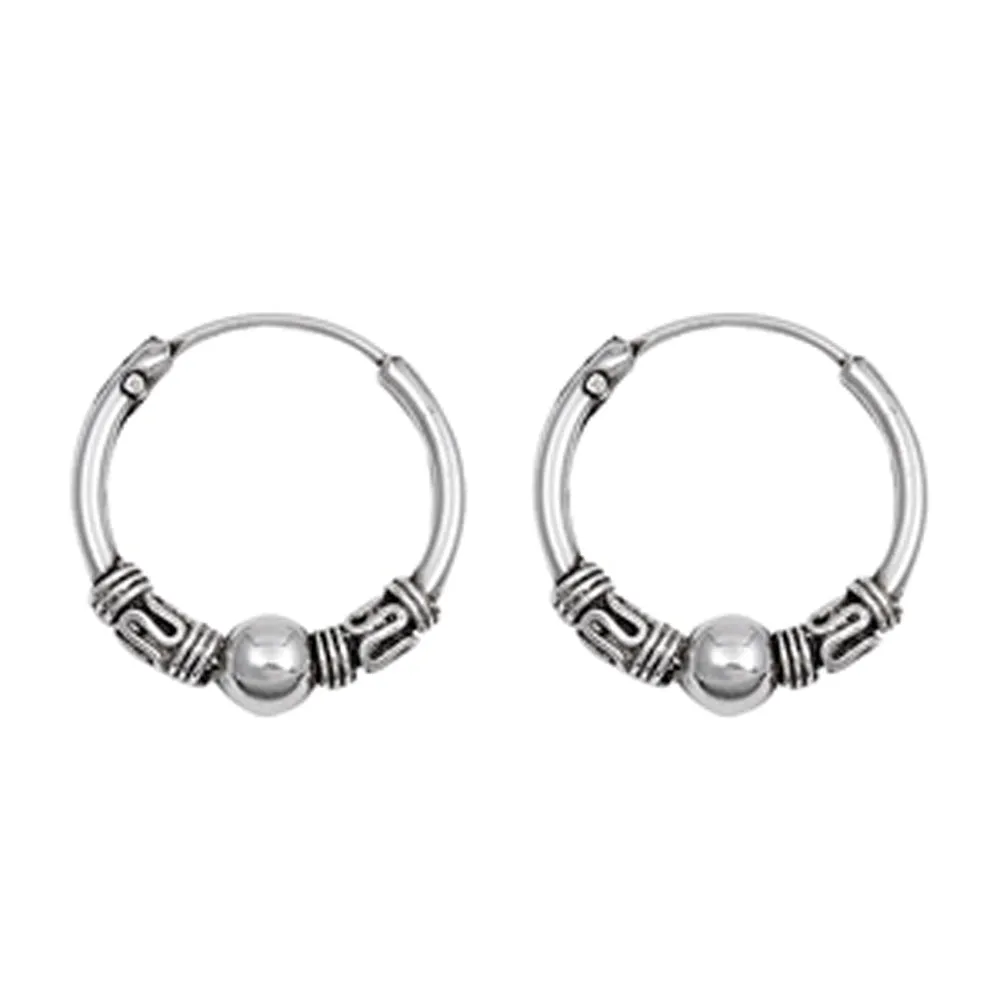 Sterling Silver Bali Style Hoop Boho Statement Weave Wrap Earrings 925 New