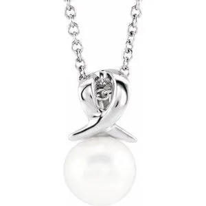 Sterling Silver Freshwater Cultured Pearl Bypass 16-18" Necklace