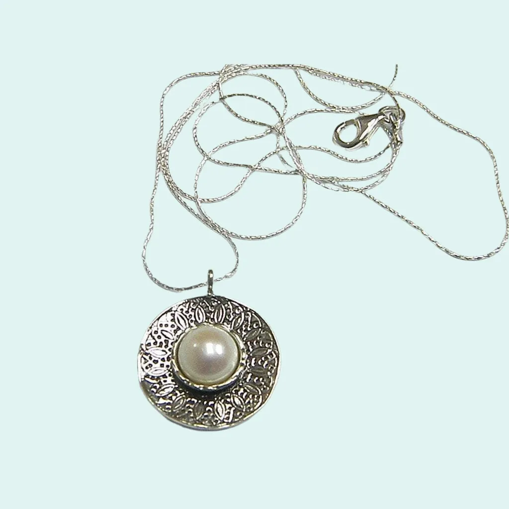 Sterling Silver necklace , necklace with pearl,  gift for mom , Bohemian jewelry, Bluenoemi jewelry