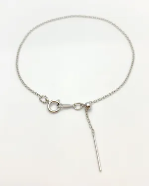 Sterling Silver Rhodium 7.5” Add a Bead Adjustable Cable Chain Bracelet 1.1mm