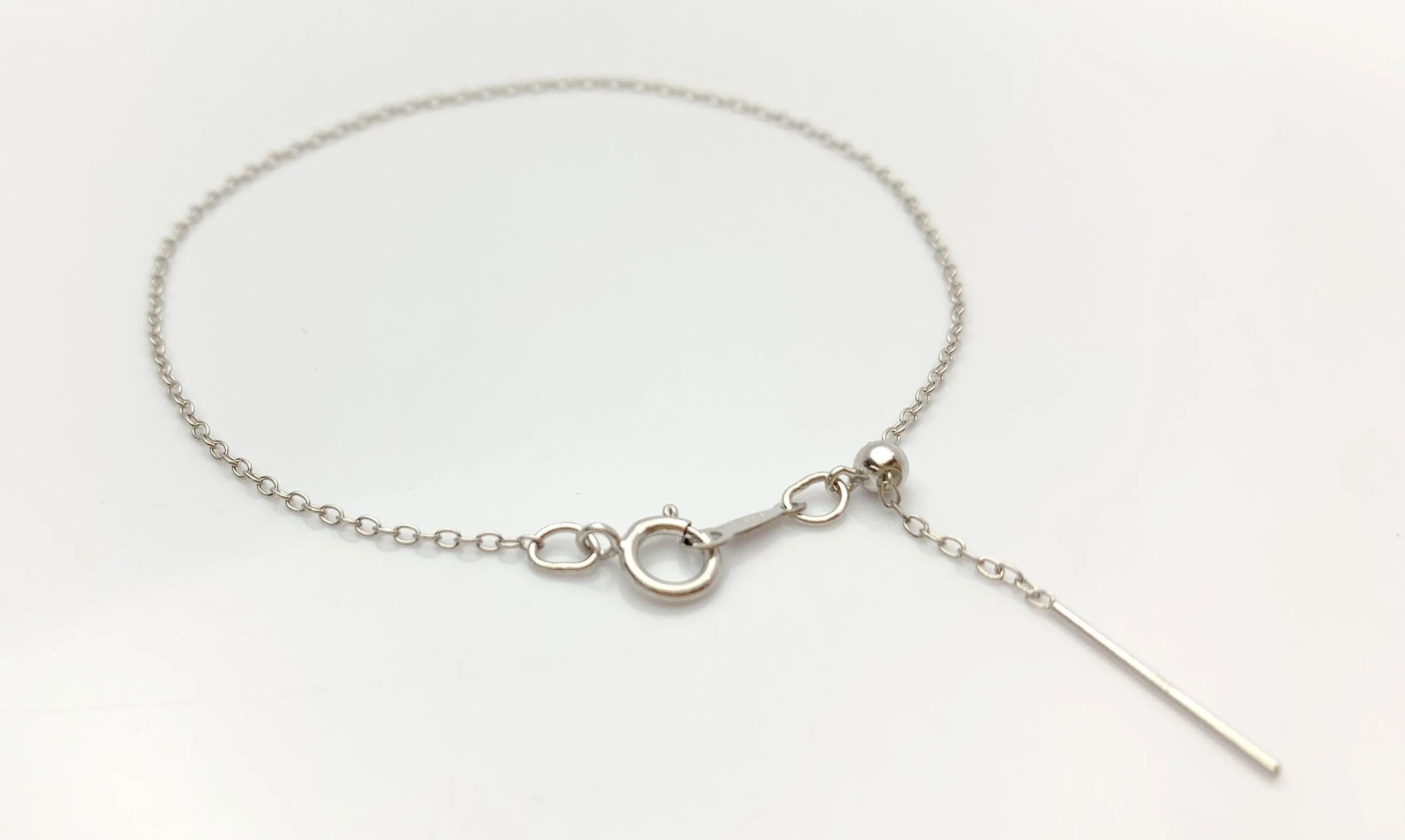 Sterling Silver Rhodium 7.5” Add a Bead Adjustable Cable Chain Bracelet 1.1mm