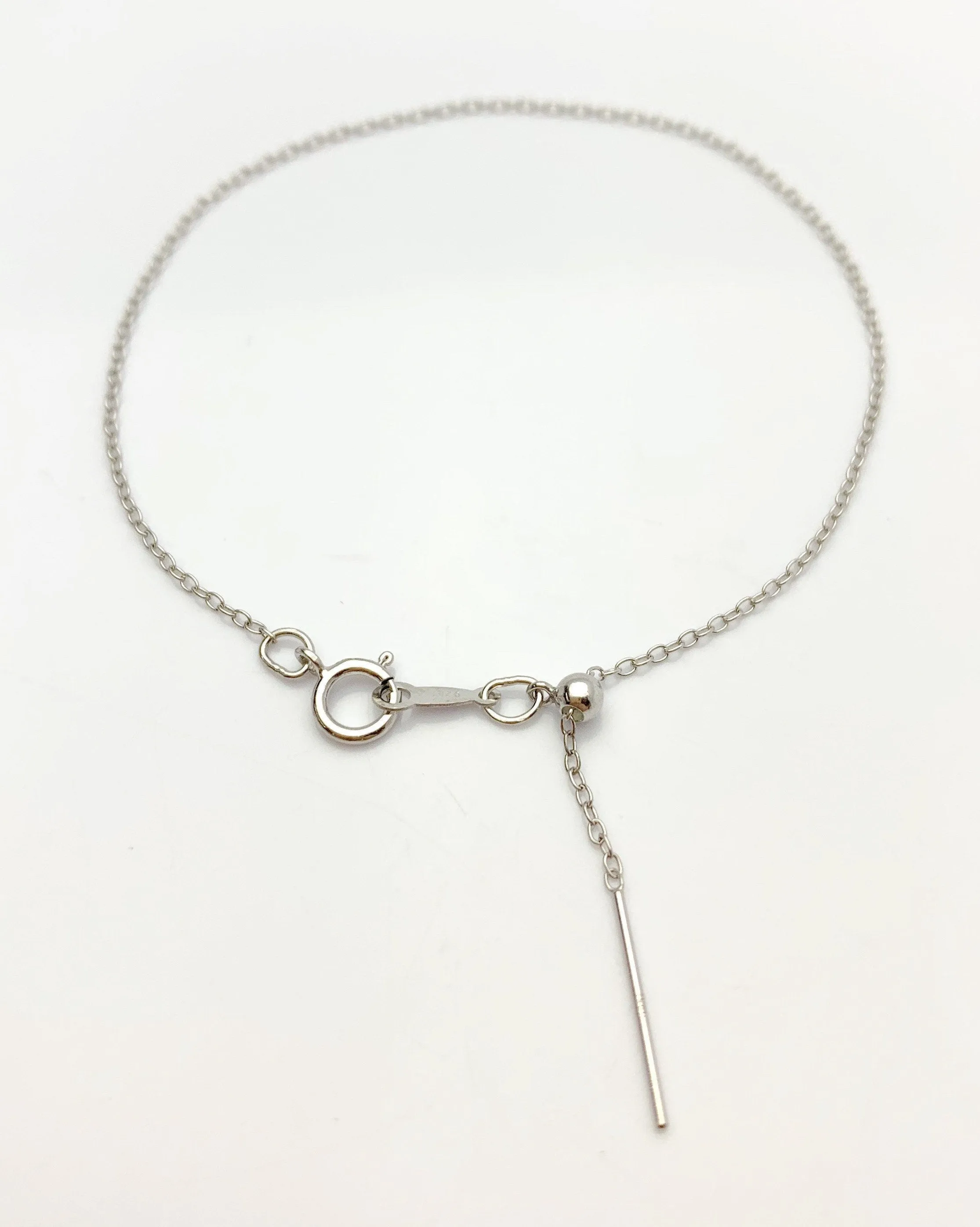 Sterling Silver Rhodium 7.5” Add a Bead Adjustable Cable Chain Bracelet 1.1mm