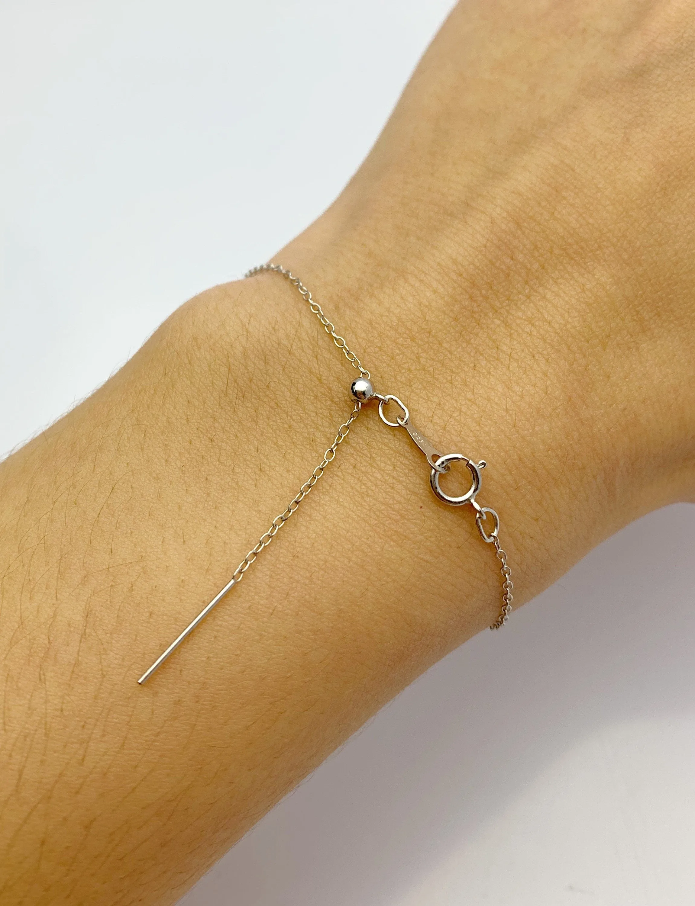 Sterling Silver Rhodium 7.5” Add a Bead Adjustable Cable Chain Bracelet 1.1mm