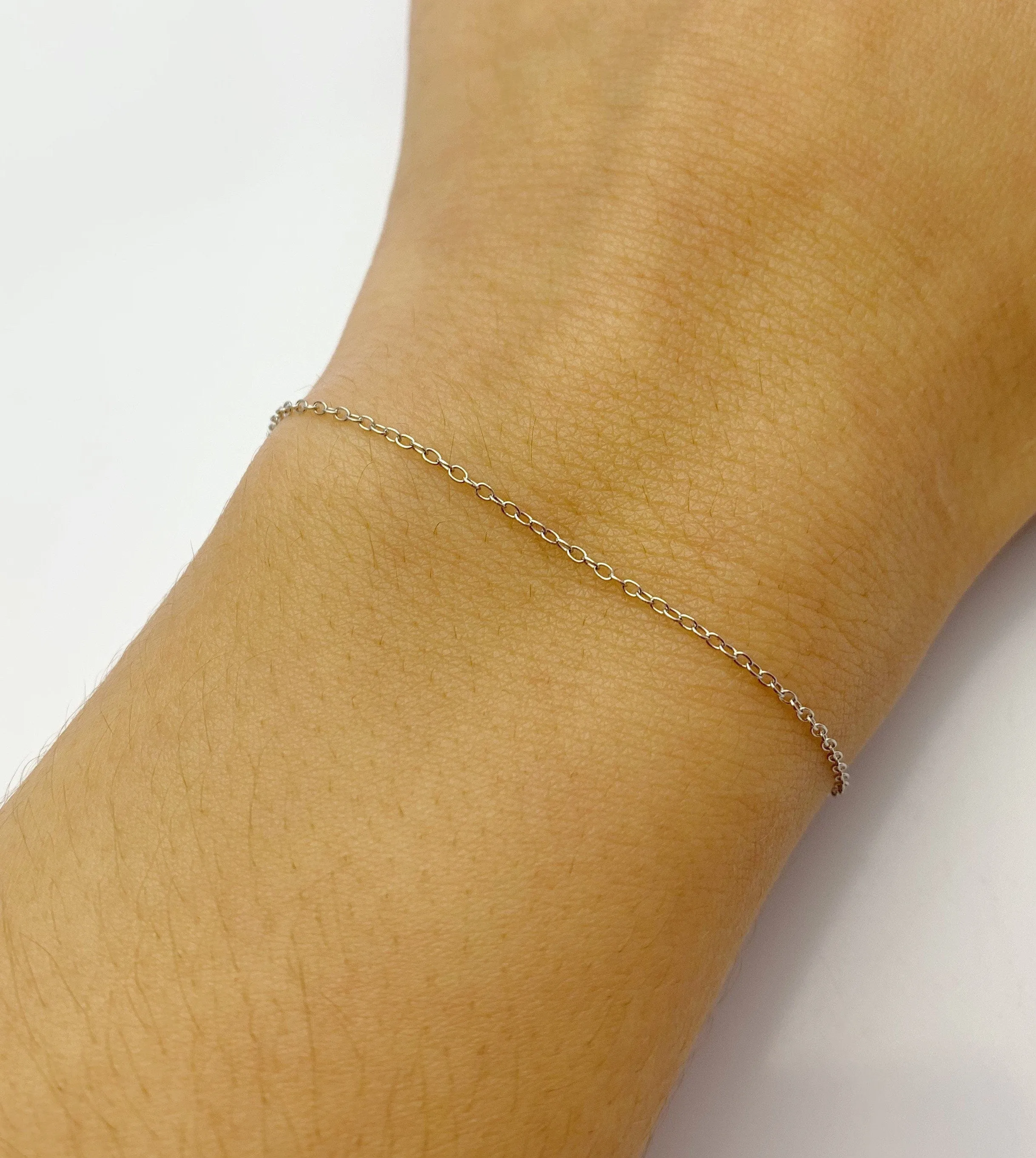 Sterling Silver Rhodium 7.5” Add a Bead Adjustable Cable Chain Bracelet 1.1mm