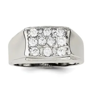 Sterling Silver Rhodium Plated CZ Mens Ring