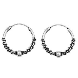 Sterling Silver Statement Hoop Coil Wrap Boho Bali Style Earrings 925 New
