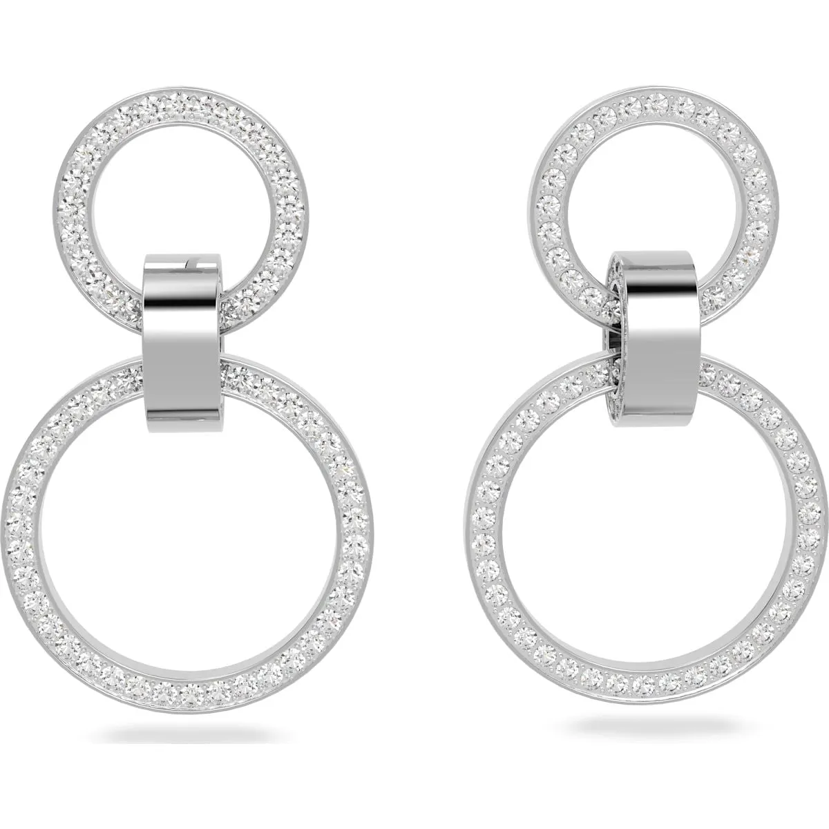 Swarovski Hollow Rhodium Plated White Crystal Hoop Earrings