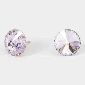 Tanzanite Small Round Crystal Stud Earrings | 15mm = 0.59" | 291553