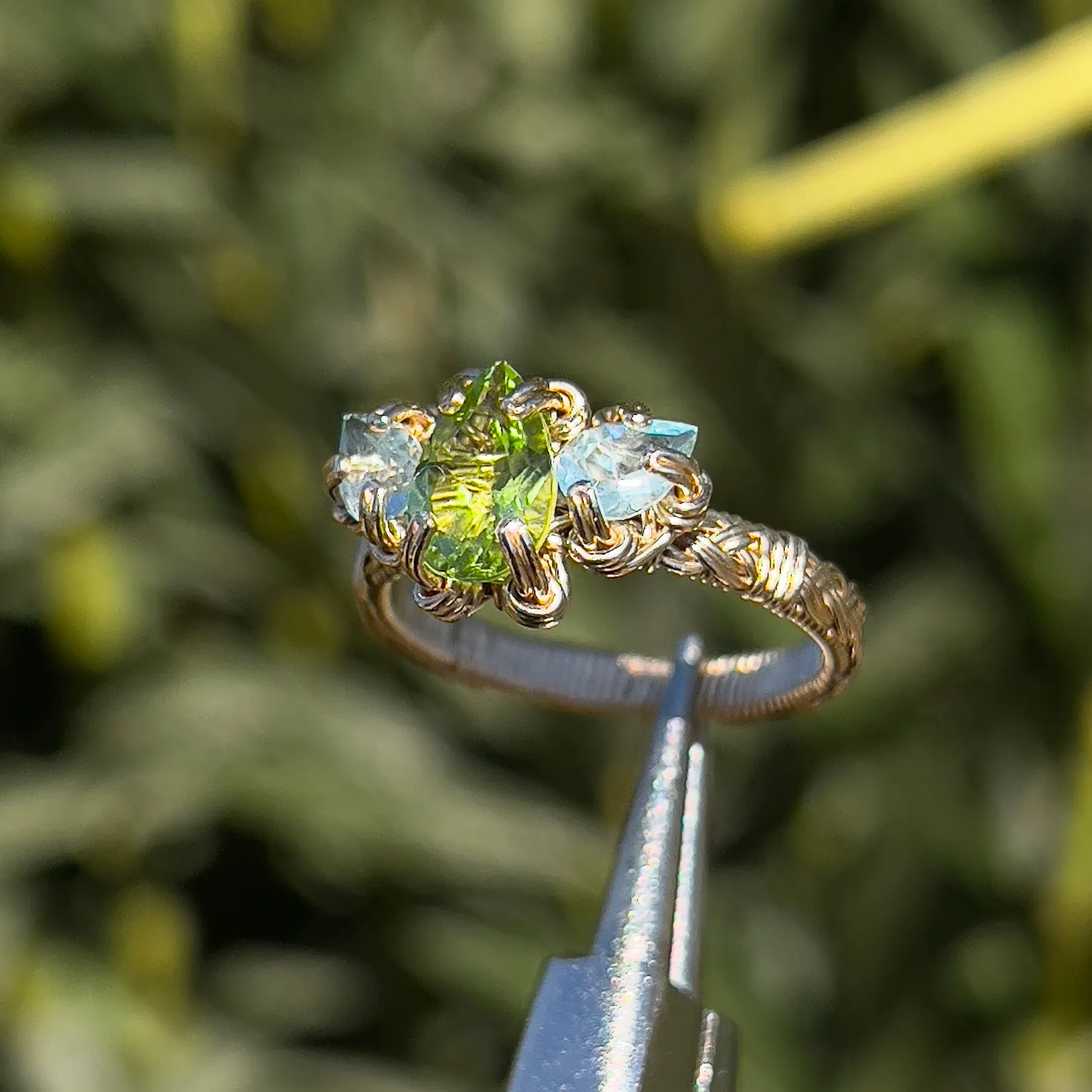 The Orna Trio Ring ✵ Aquamarine Side Stones✵