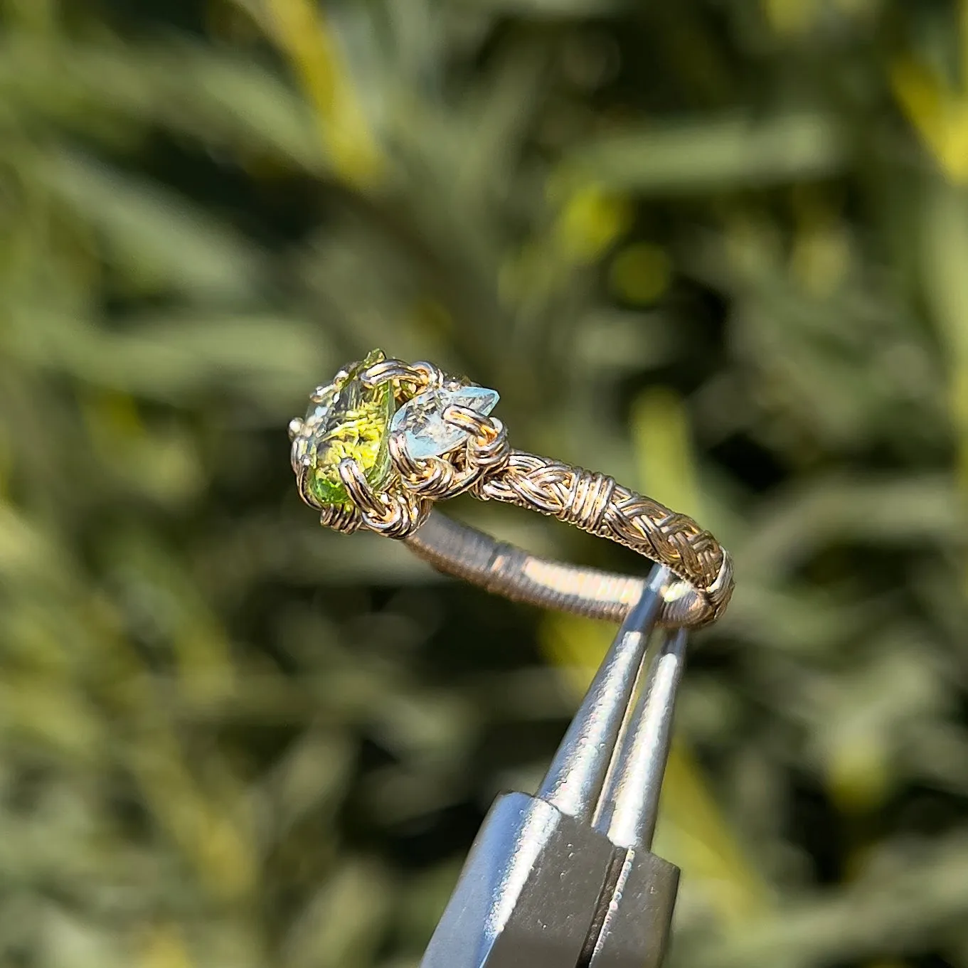 The Orna Trio Ring ✵ Aquamarine Side Stones✵
