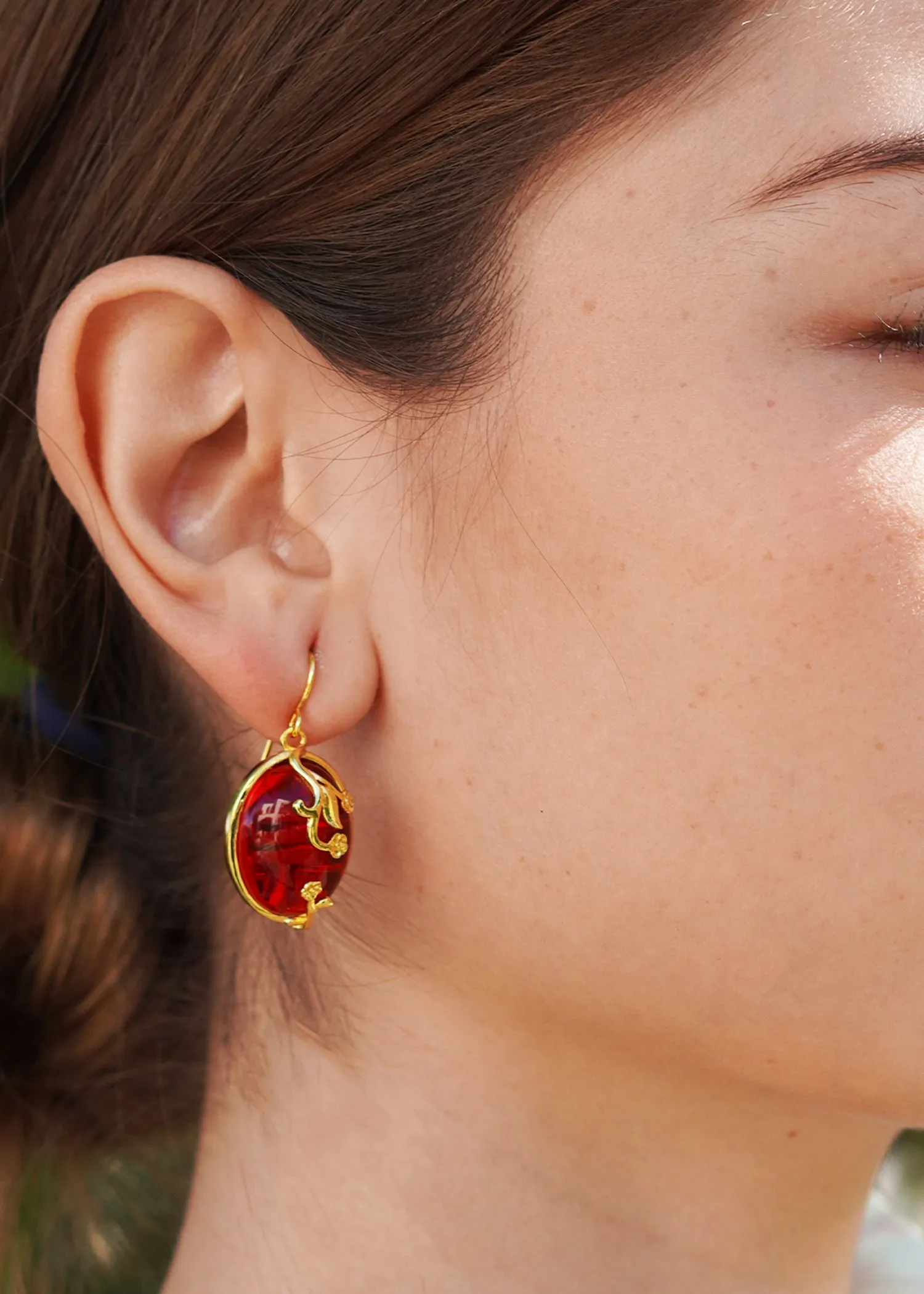 The "Emma" Black Stone & Rose earrings