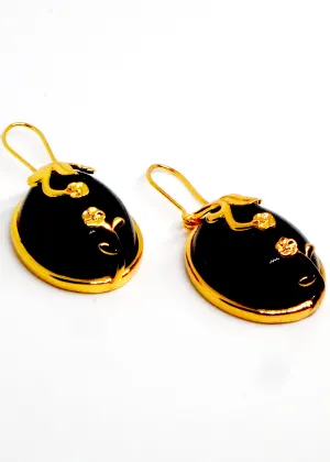 The "Emma" Black Stone & Rose earrings
