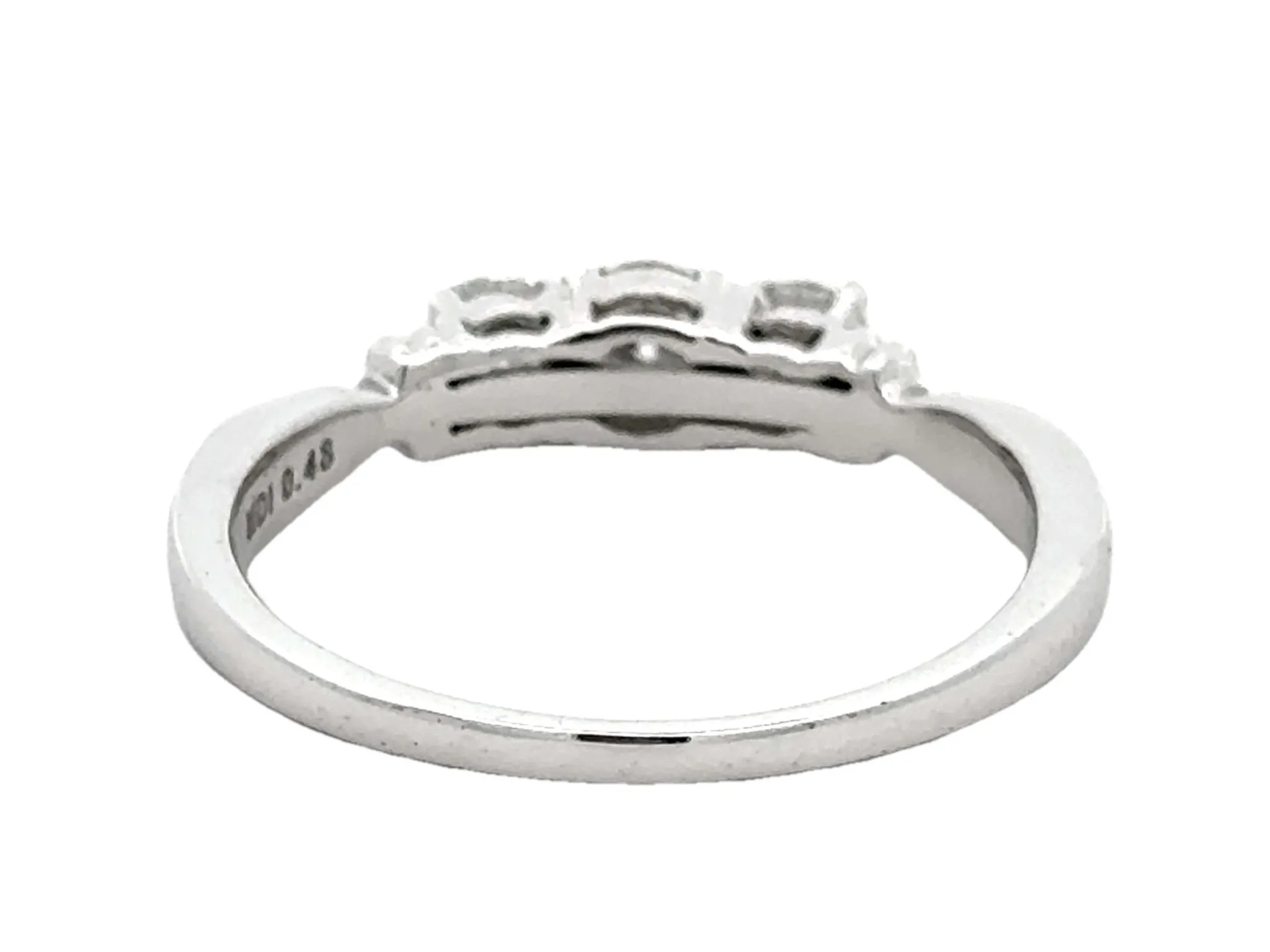Three Brilliant Diamond Band Ring 18k White Gold