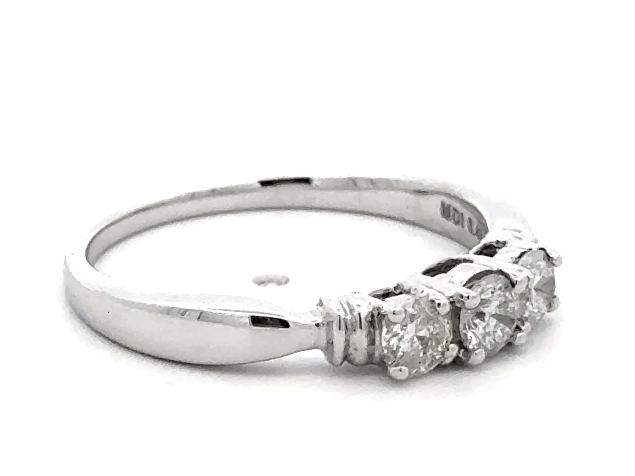 Three Brilliant Diamond Band Ring 18k White Gold